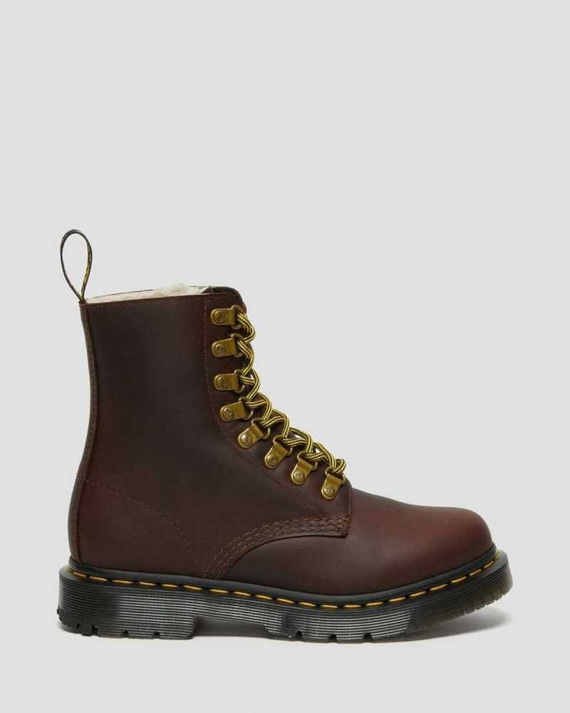 Dr Martens 1460 Pascal DM's Wintergrip Lær Blonder Up Boots Støvler Dame Brune | ZDNOK0837