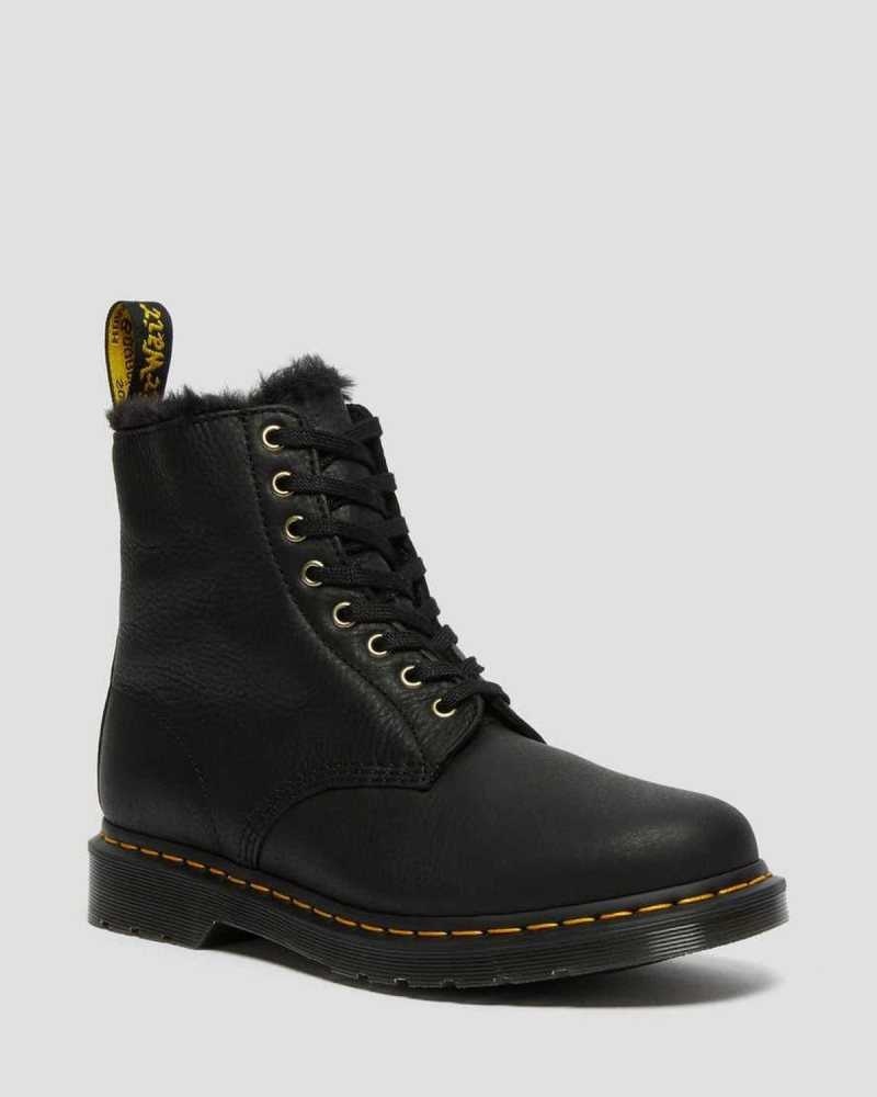 Dr Martens 1460 Pascal Faux Fur Forede Blonder Up Boots Støvler Herre Svarte | SUCKN1925