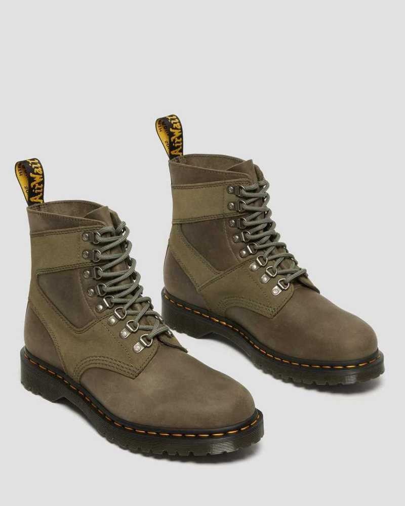 Dr Martens 1460 Pascal Lær & Semsket Skinn Blonder Up Boots Støvletter Herre Olivengrønne | URDTI3267