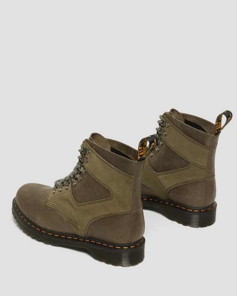 Dr Martens 1460 Pascal Lær & Semsket Skinn Blonder Up Boots Støvletter Herre Olivengrønne | URDTI3267