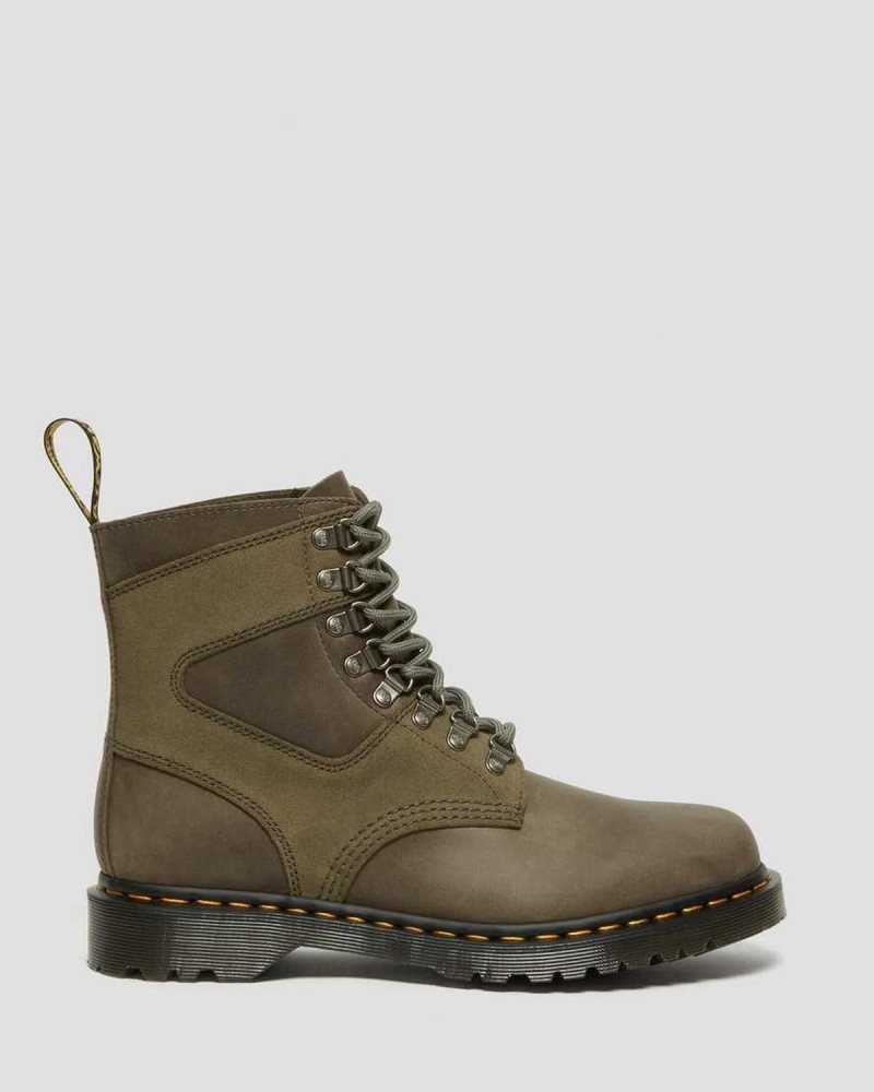 Dr Martens 1460 Pascal Lær & Semsket Skinn Blonder Up Boots Støvletter Herre Olivengrønne | URDTI3267