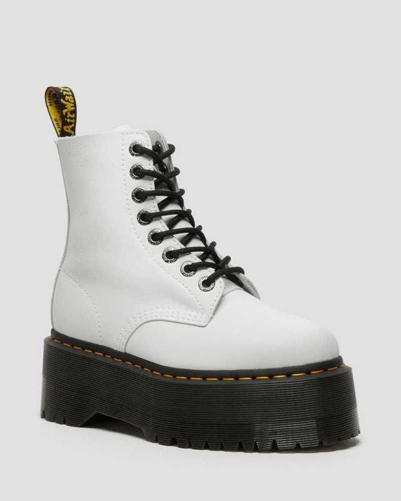 Dr Martens 1460 Pascal Max Lær Platform Boots Støvletter Dame Hvite | OQPAH5406