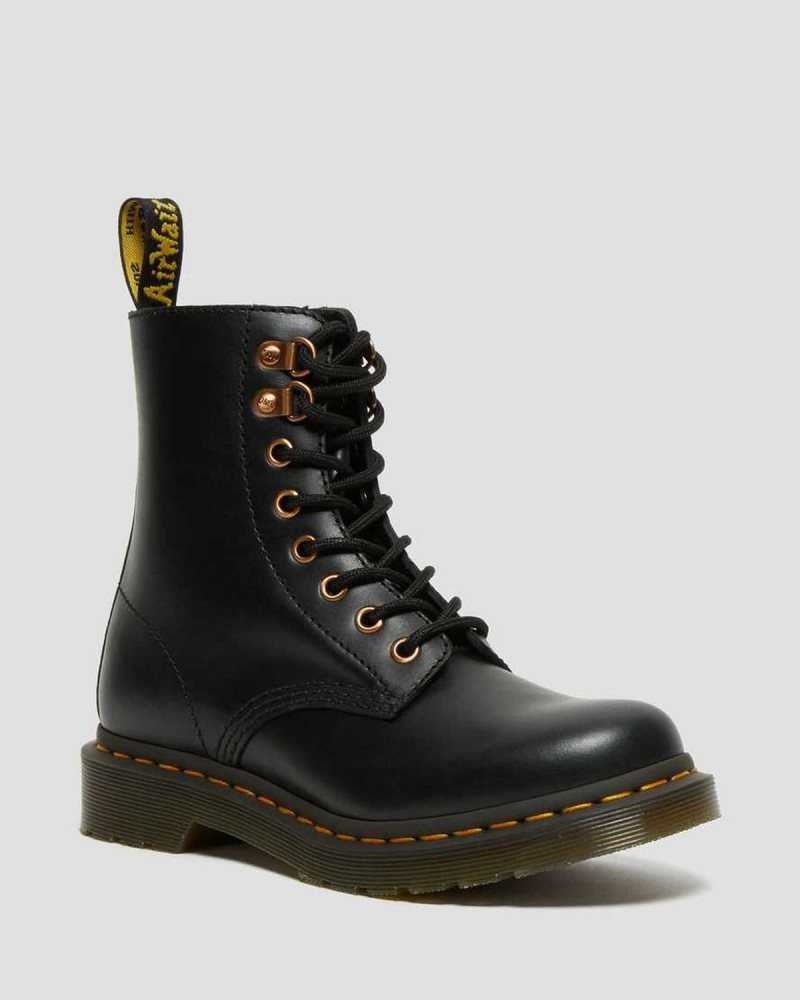 Dr Martens 1460 Pascal Rose Gold Hardware Lær Blonder Up Boots Støvler Dame Svarte | HYQCZ1870