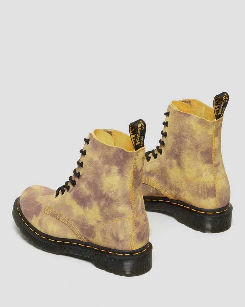 Dr Martens 1460 Pascal Tie Dye Lær Blonder Up Boots Støvletter Dame Gul | DTKUC1562