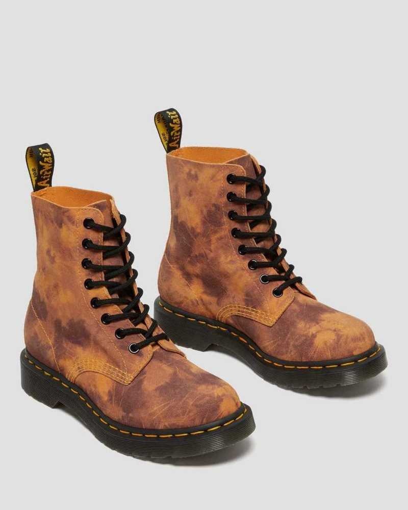 Dr Martens 1460 Pascal Tie Dye Lær Blonder Up Boots Støvletter Dame Oransje | ZPOFQ2540