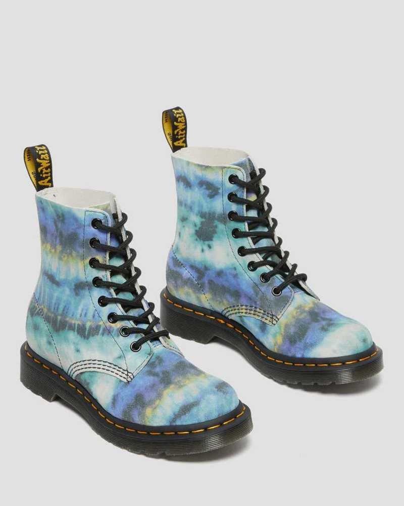 Dr Martens 1460 Pascal Tie Dye Lær Blonder Up Boots Støvletter Dame Blå | OBLNV2014