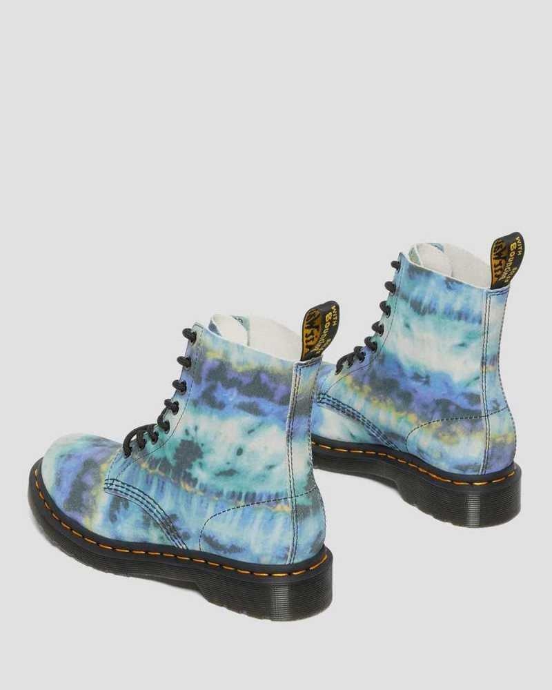 Dr Martens 1460 Pascal Tie Dye Lær Blonder Up Boots Støvletter Dame Blå | OBLNV2014