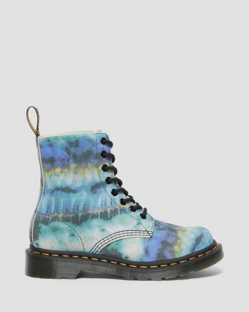 Dr Martens 1460 Pascal Tie Dye Lær Blonder Up Boots Støvletter Dame Blå | OBLNV2014