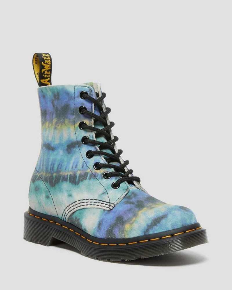 Dr Martens 1460 Pascal Tie Dye Lær Blonder Up Boots Støvletter Dame Blå | OBLNV2014