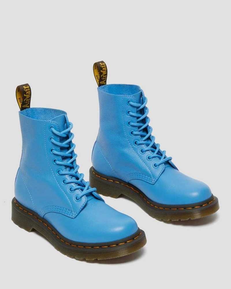 Dr Martens 1460 Pascal Virginia Lær Boots Støvler Dame Blå | GHOJL1507