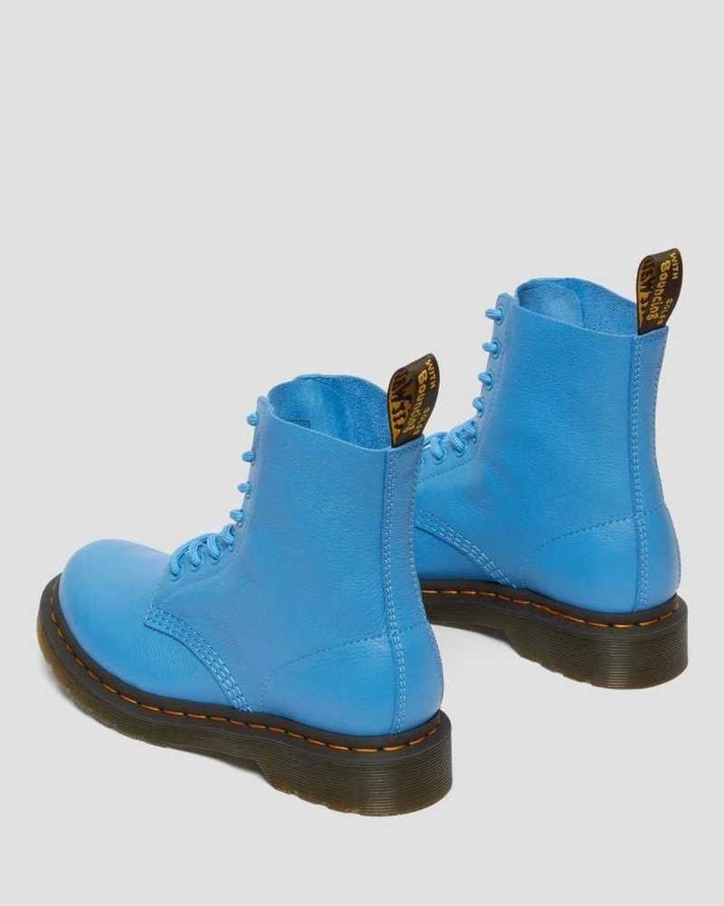 Dr Martens 1460 Pascal Virginia Lær Boots Støvler Dame Blå | GHOJL1507