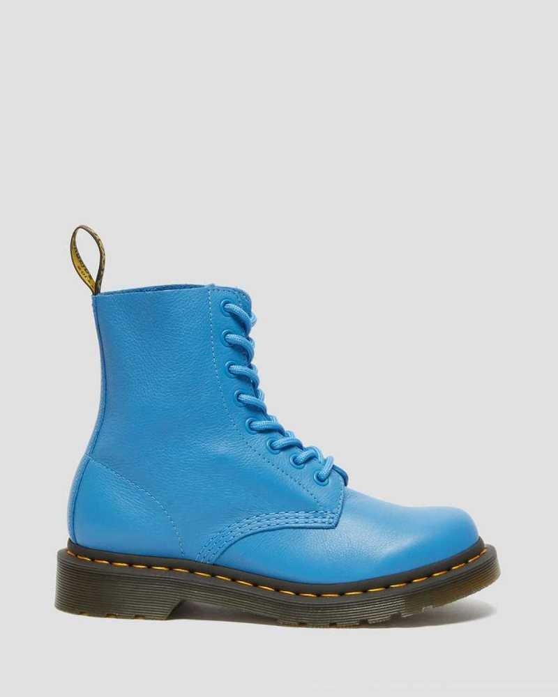 Dr Martens 1460 Pascal Virginia Lær Boots Støvler Dame Blå | GHOJL1507