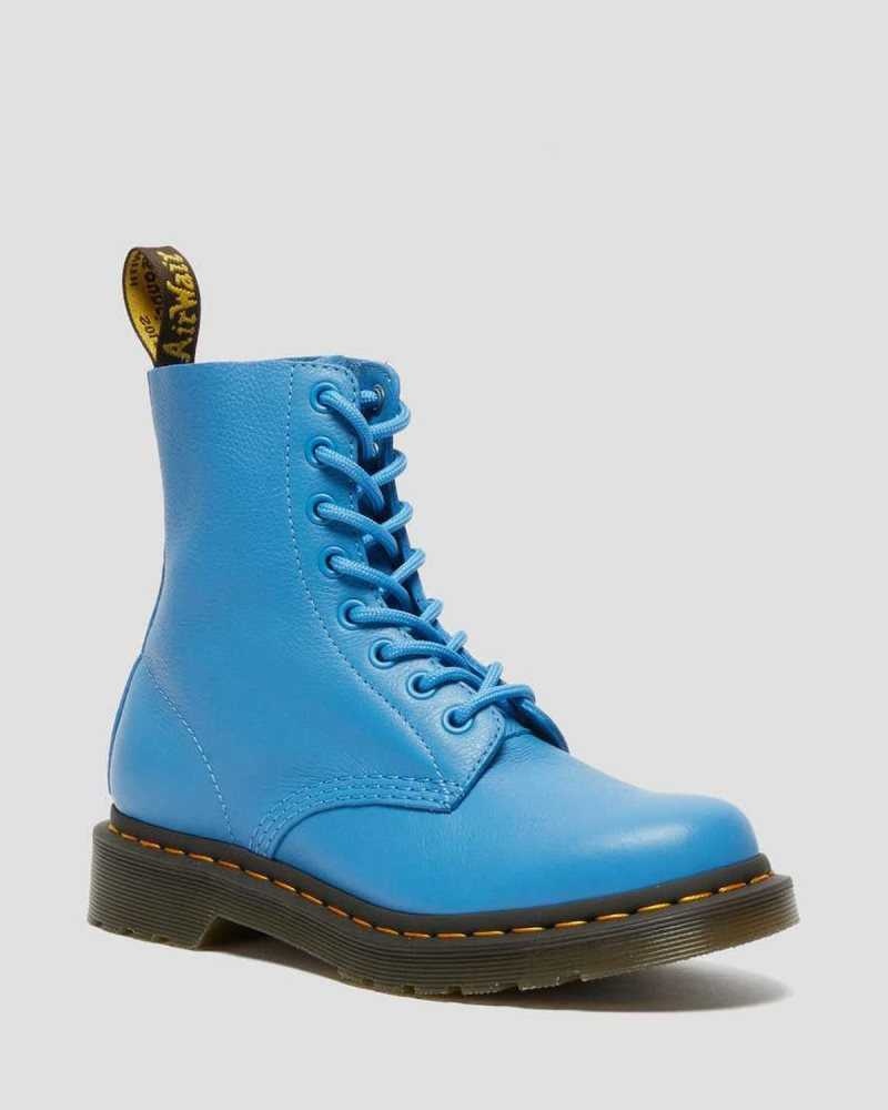 Dr Martens 1460 Pascal Virginia Lær Boots Støvler Dame Blå | GHOJL1507