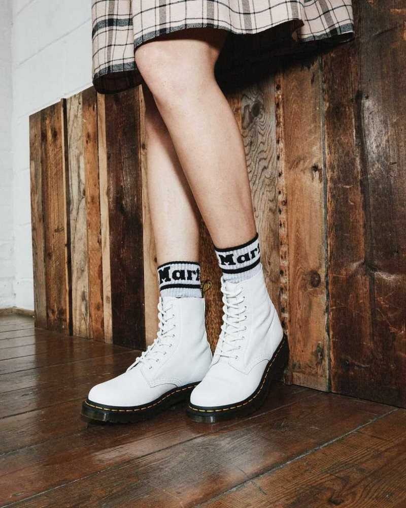 Dr Martens 1460 Pascal Virginia Lær Boots Støvler Dame Hvite | EPAZV1408