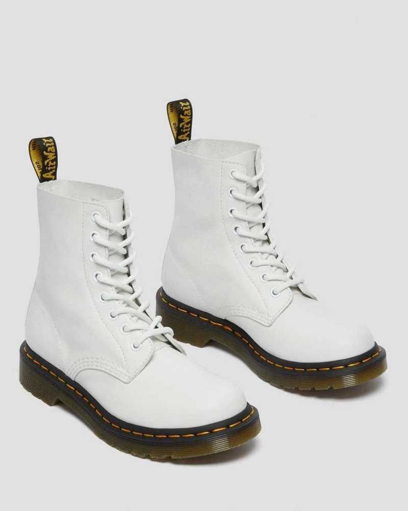 Dr Martens 1460 Pascal Virginia Lær Boots Støvler Dame Hvite | EPAZV1408