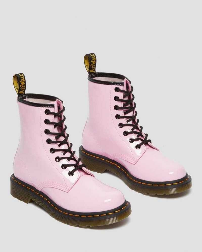 Dr Martens 1460 Patent Lær Blonder Up Boots Støvler Dame Rosa | DWHUK0751