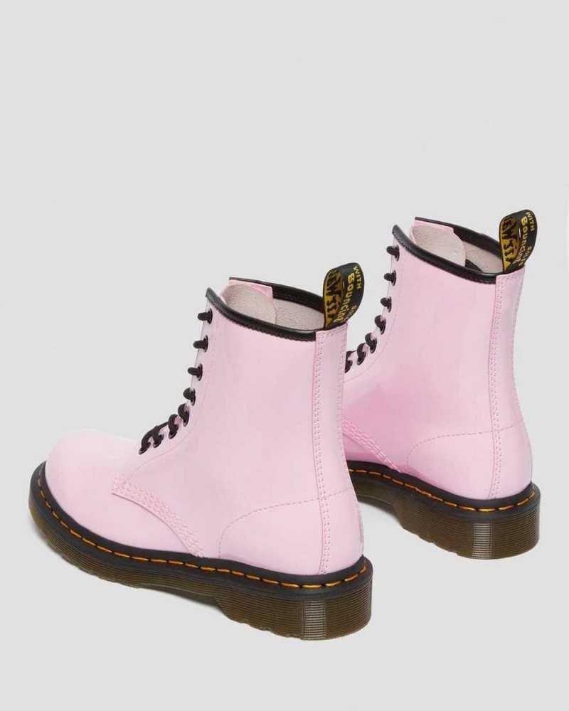 Dr Martens 1460 Patent Lær Blonder Up Boots Støvler Dame Rosa | DWHUK0751