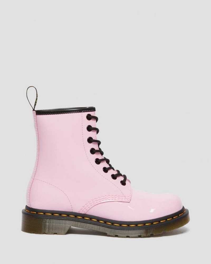 Dr Martens 1460 Patent Lær Blonder Up Boots Støvler Dame Rosa | DWHUK0751