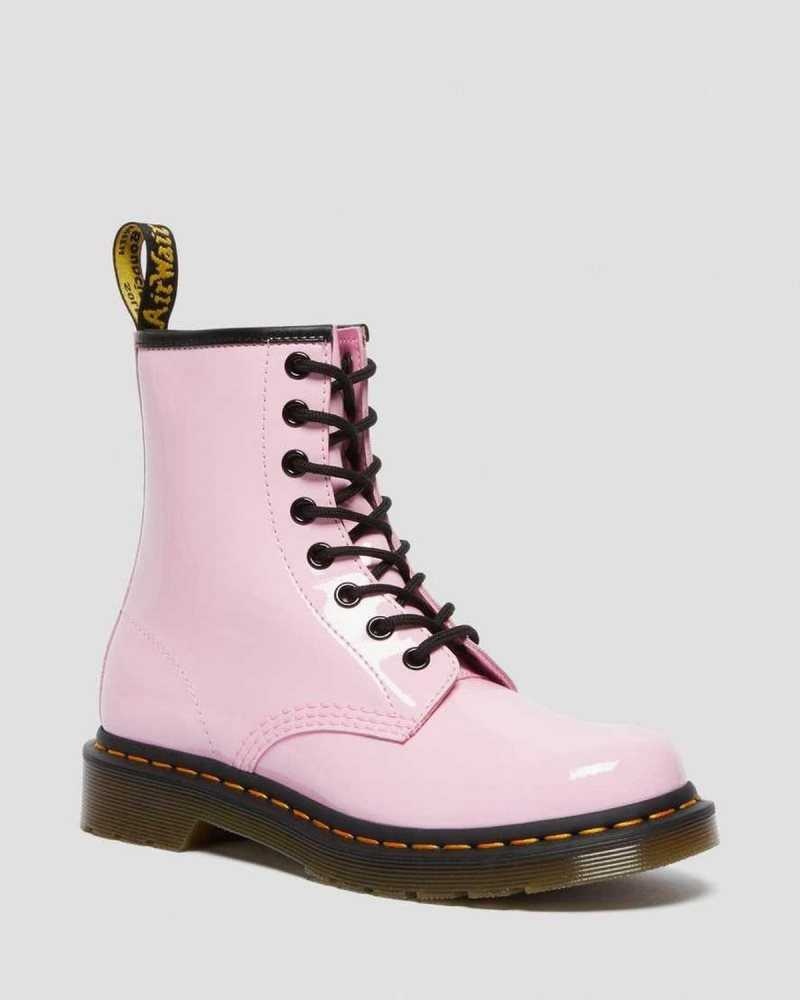 Dr Martens 1460 Patent Lær Blonder Up Boots Støvler Dame Rosa | DWHUK0751