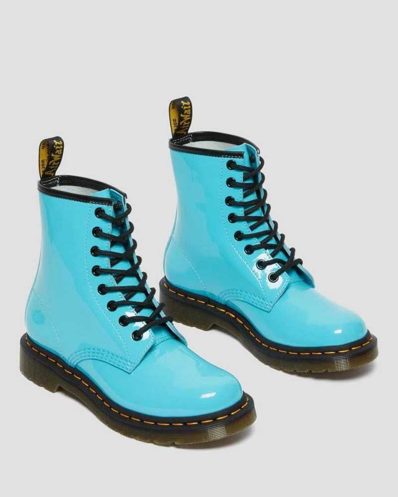 Dr Martens 1460 Patent Lær Blonder Up Boots Støvler Dame Turkis | ZIHQY9483