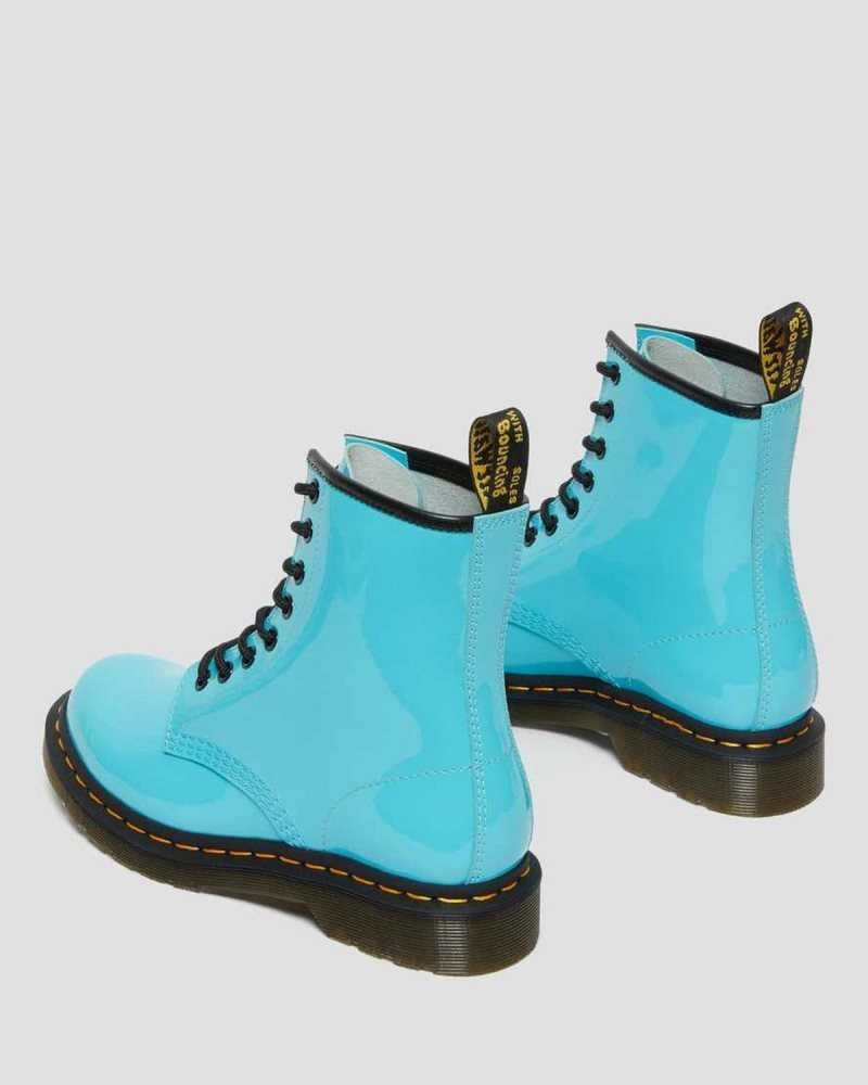 Dr Martens 1460 Patent Lær Blonder Up Boots Støvler Dame Turkis | ZIHQY9483