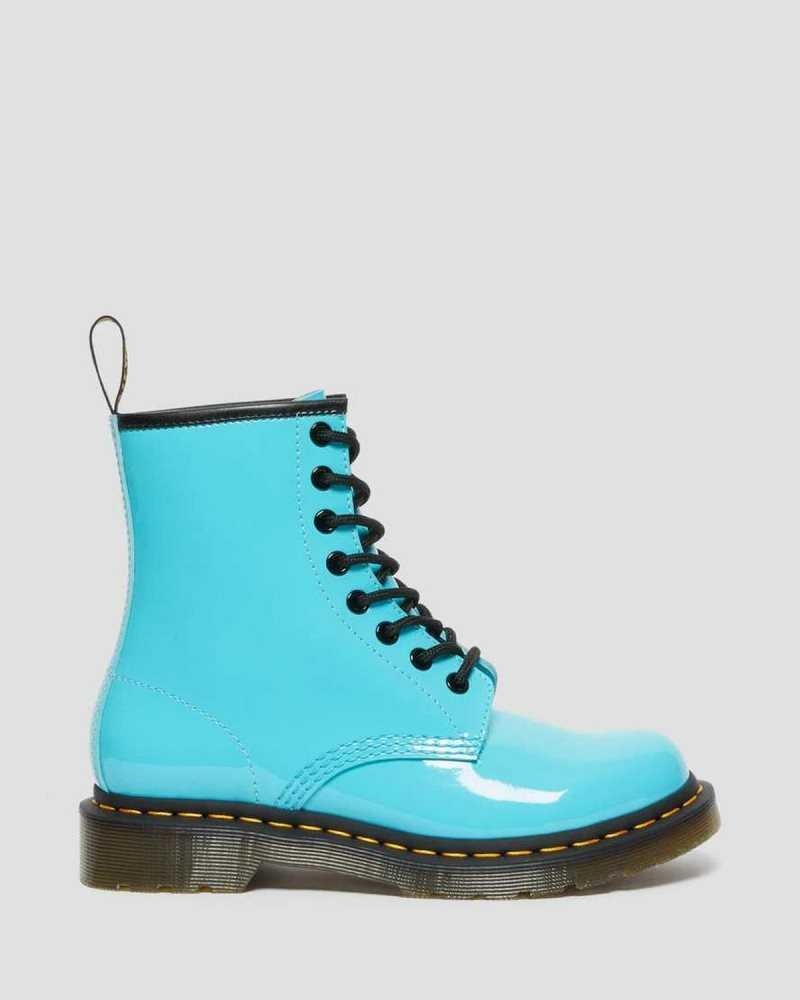 Dr Martens 1460 Patent Lær Blonder Up Boots Støvler Dame Turkis | ZIHQY9483