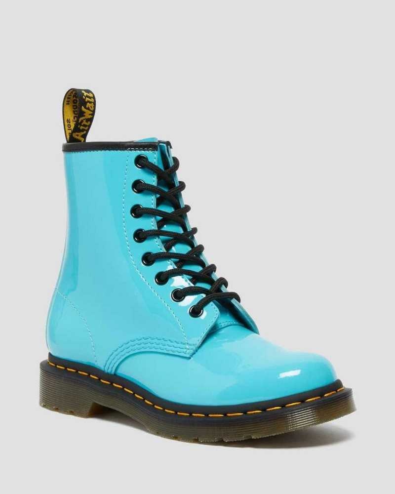 Dr Martens 1460 Patent Lær Blonder Up Boots Støvler Dame Turkis | ZIHQY9483