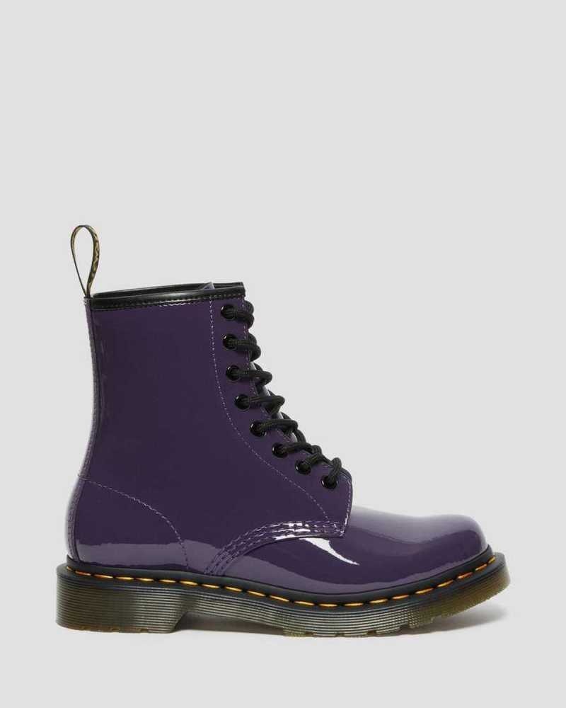 Dr Martens 1460 Patent Lær Blonder Up Boots Støvler Dame Blackcurrant Patent Lamper | RTSOK4978