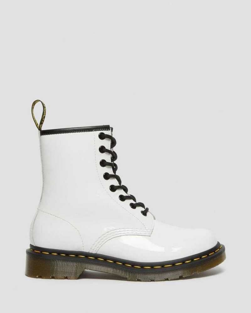 Dr Martens 1460 Patent Lær Blonder Up Boots Støvler Dame Hvite | PRTCL8035