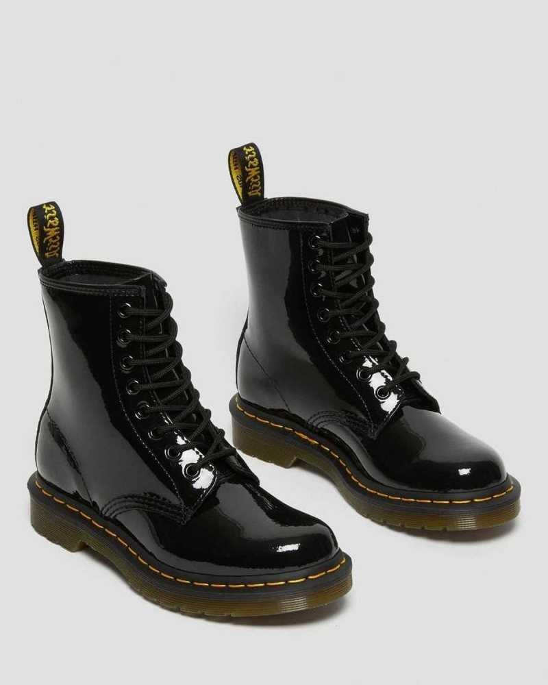 Dr Martens 1460 Patent Lær Blonder Up Boots Støvler Dame Svarte | MPKTD5302