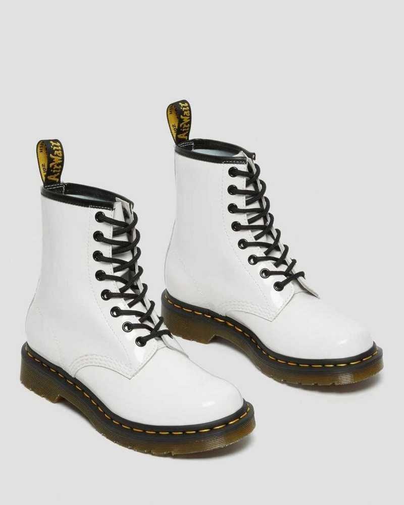 Dr Martens 1460 Patent Lær Blonder Up Boots Støvletter Dame Hvite | MNQXA2651