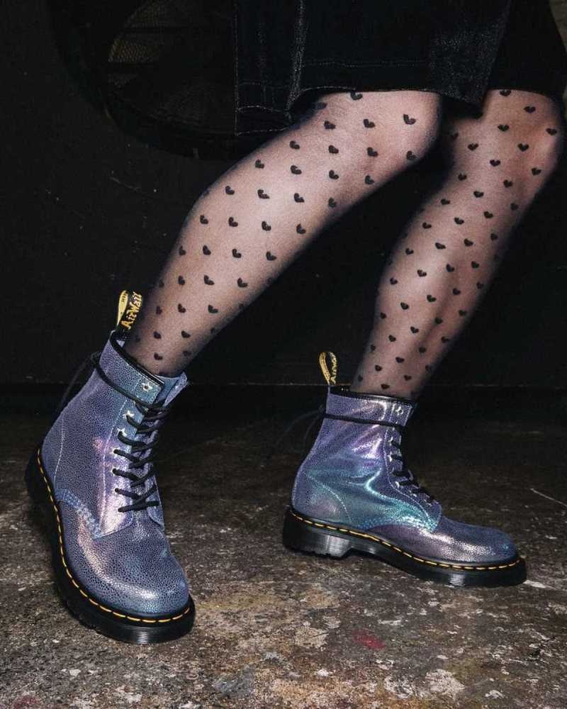 Dr Martens 1460 Rainbow Ray Semsket Skinn Blonder Up Boots Støvler Dame Lilla Multicolor | OHMPT4085