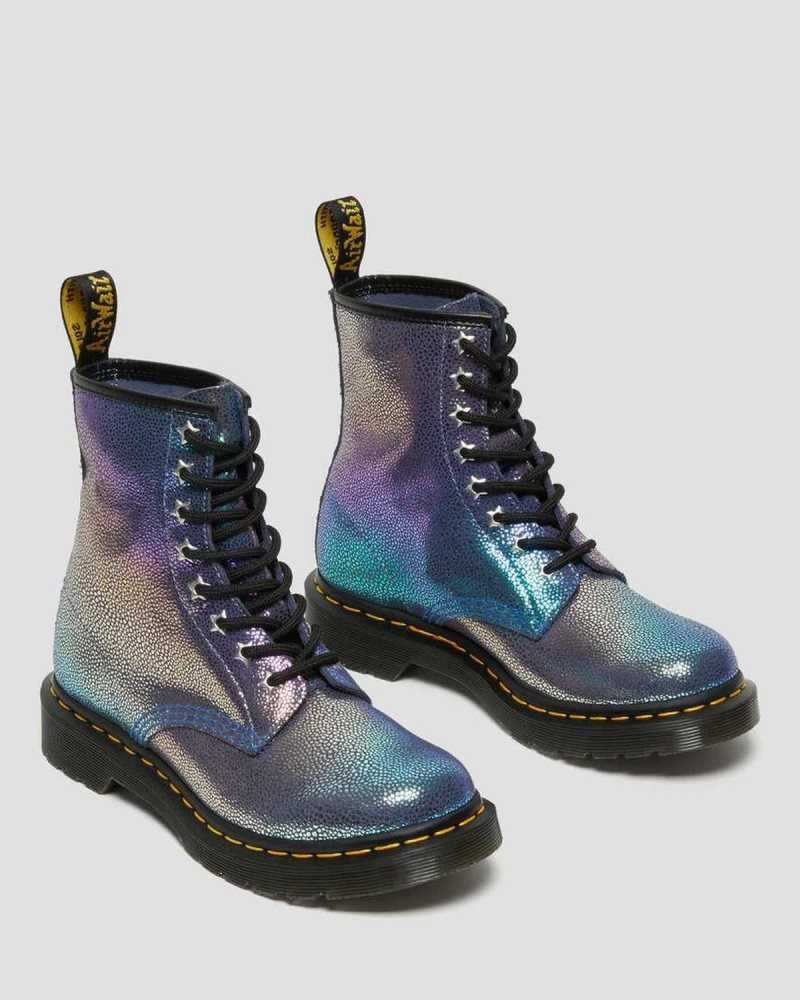 Dr Martens 1460 Rainbow Ray Semsket Skinn Blonder Up Boots Støvler Dame Lilla Multicolor | OHMPT4085