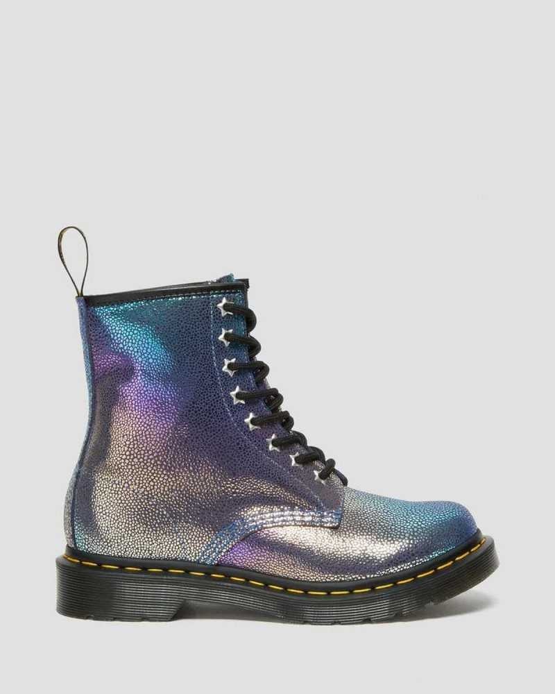 Dr Martens 1460 Rainbow Ray Semsket Skinn Blonder Up Boots Støvler Dame Lilla Multicolor | OHMPT4085