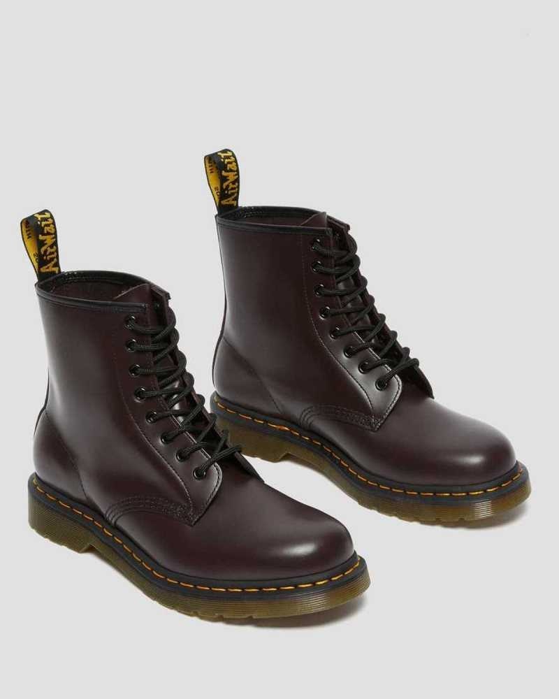 Dr Martens 1460 Smooth Lær Blonder Up Boots Støvler Herre Burgunder | HBUAT1963