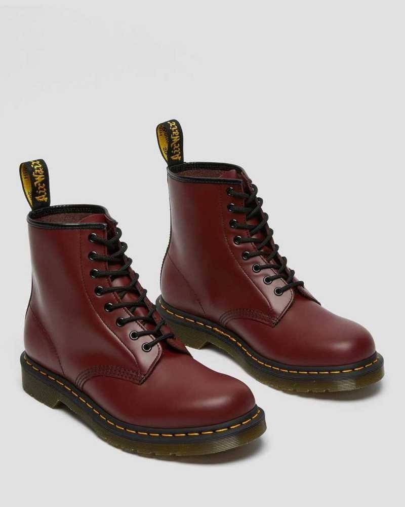 Dr Martens 1460 Smooth Lær Blonder Up Boots Støvler Herre Rosa Rød | BYNWI8026