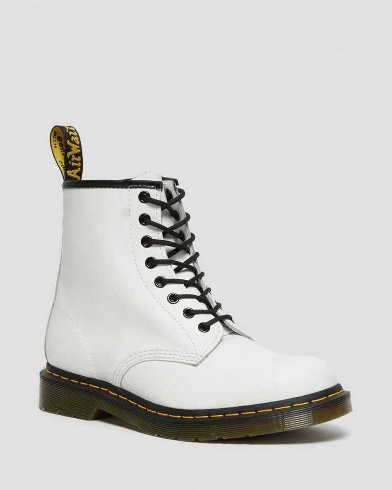 Dr Martens 1460 Smooth Lær Blonder Up Boots Støvler Dame Hvite | VCNIM5478