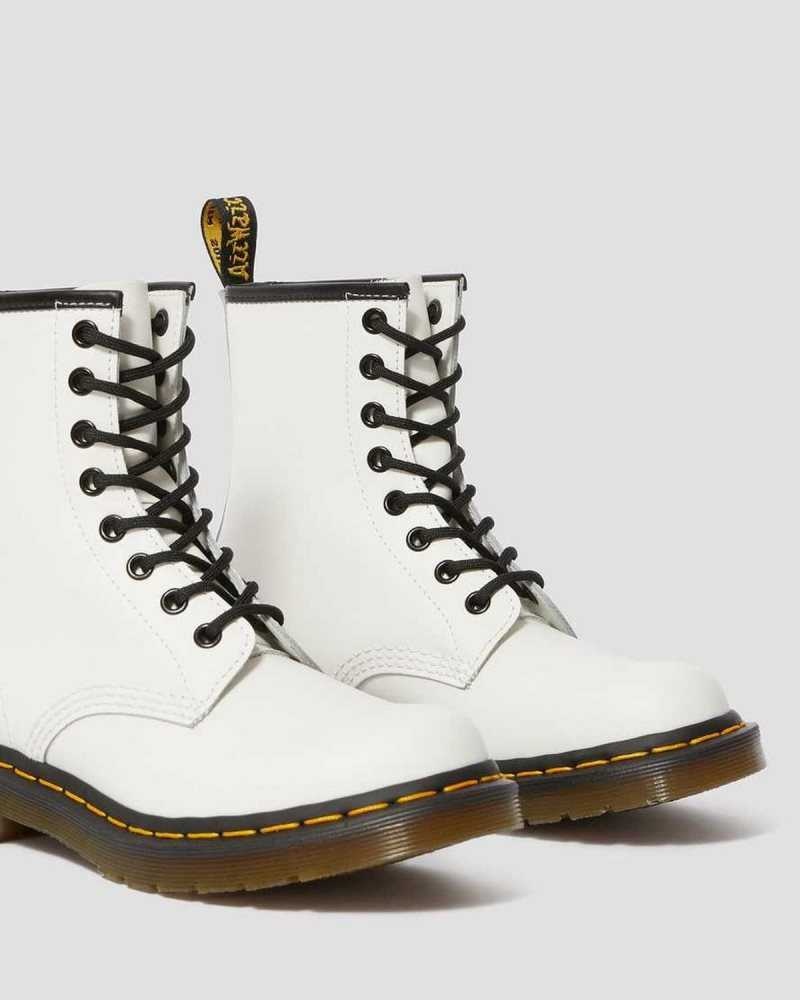 Dr Martens 1460 Smooth Lær Blonder Up Boots Støvletter Dame Hvite | RHOFK6457