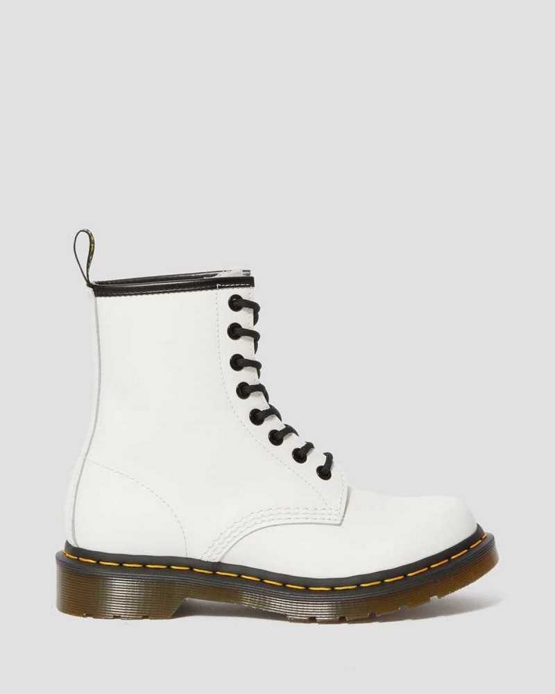 Dr Martens 1460 Smooth Lær Blonder Up Boots Støvletter Dame Hvite | RHOFK6457