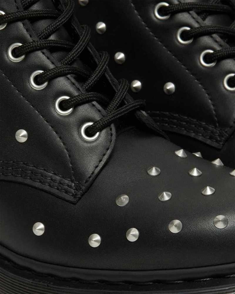 Dr Martens 1460 Stud Wanama Lær Blonder Up Boots Støvler Herre Svarte | RMXLT0512