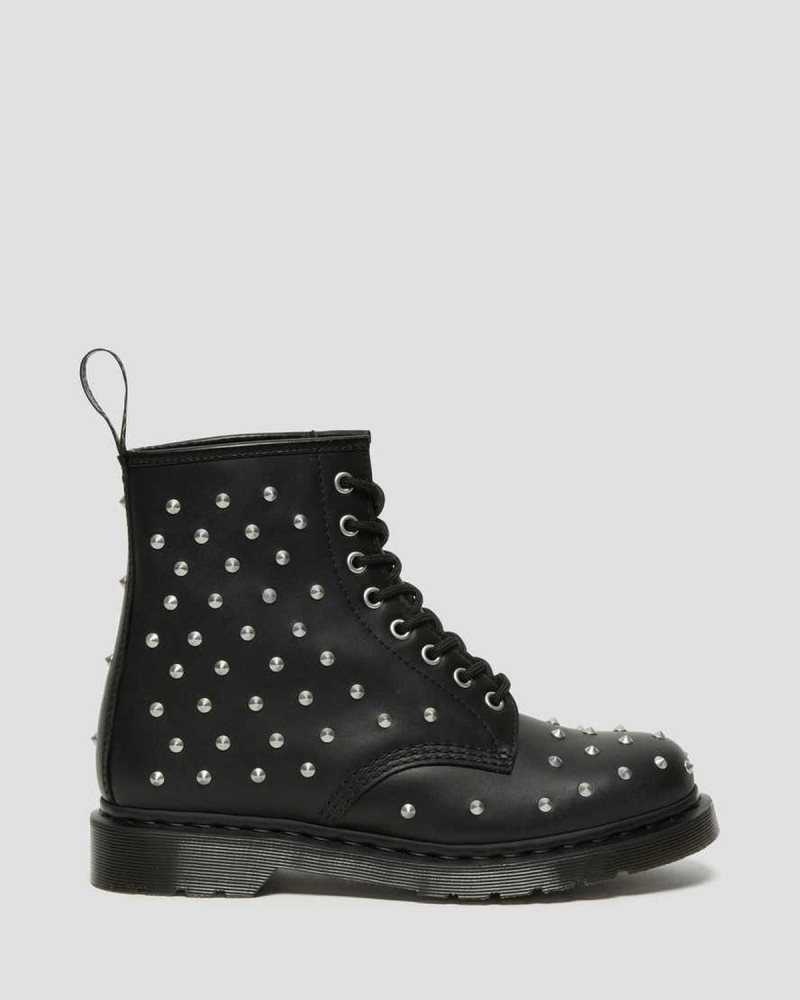 Dr Martens 1460 Stud Wanama Lær Blonder Up Boots Støvler Herre Svarte | RMXLT0512