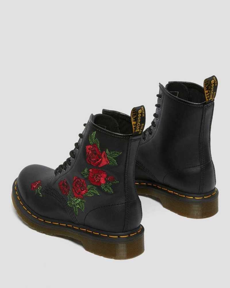 Dr Martens 1460 Vonda Floral Lær Blonder Up Boots Støvler Dame Svarte | DNTKU6240