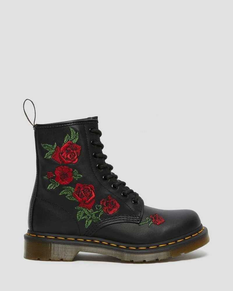 Dr Martens 1460 Vonda Floral Lær Blonder Up Boots Støvler Dame Svarte | DNTKU6240