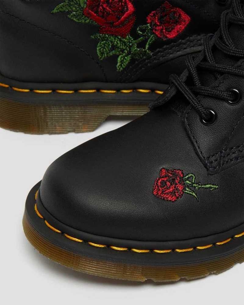 Dr Martens 1460 Vonda Floral Lær Blonder Up Boots Støvler Dame Svarte | DNTKU6240