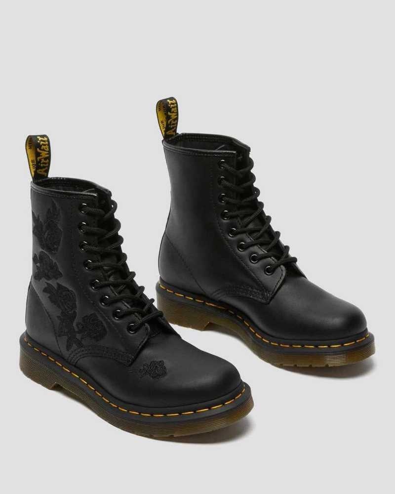 Dr Martens 1460 Vonda Mono Floral Boots Støvletter Dame Svarte | BWSXR2738