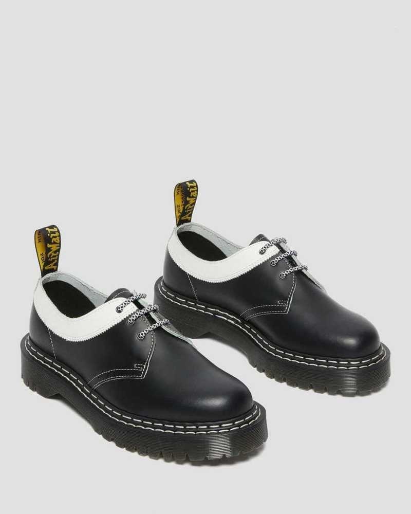 Dr Martens 1461 Bex Smooth Contrast Lær Oxford Shoes Oxford Sko Herre Svarte Hvite | GBKQT0163