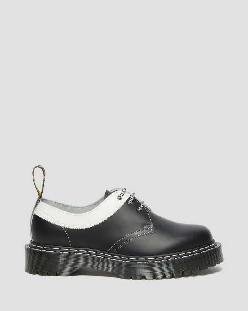 Dr Martens 1461 Bex Smooth Contrast Lær Oxford Shoes Oxford Sko Herre Svarte Hvite | GBKQT0163