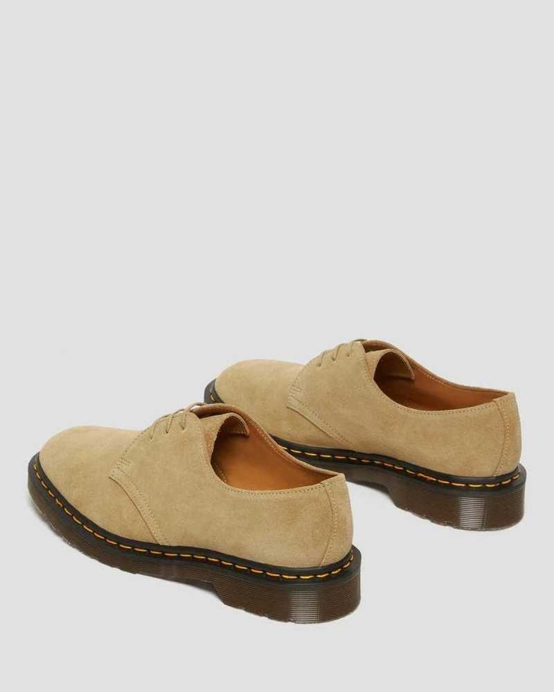 Dr Martens 1461 Buck Semsket Skinn Oxford Shoes Made In England Dame Beige | UBXEF5346