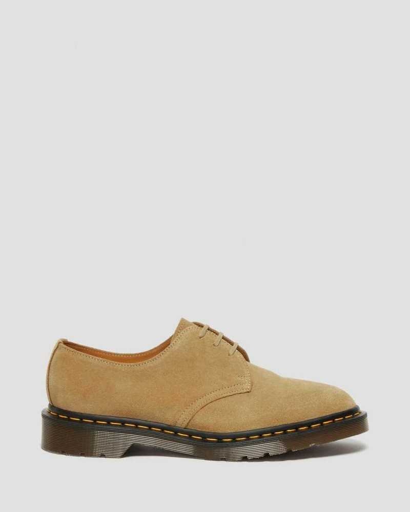 Dr Martens 1461 Buck Semsket Skinn Oxford Shoes Made In England Dame Beige | UBXEF5346