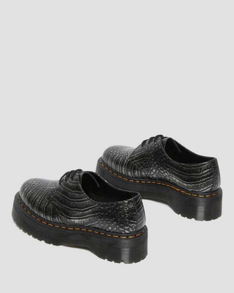 Dr Martens 1461 Croc Emboss Lær Platform Shoes Oxford Sko Herre Grå | ASELJ9013